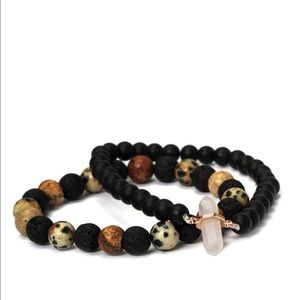 Gem Bracelet Set- Black/combo